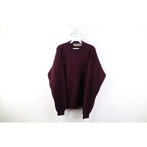 Vintage 90s Streetwear Mens XL Polka Dot Knit Crewneck Sweater Dark Purple